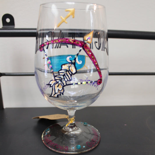 Hand Painted Zodiac Wine Glass