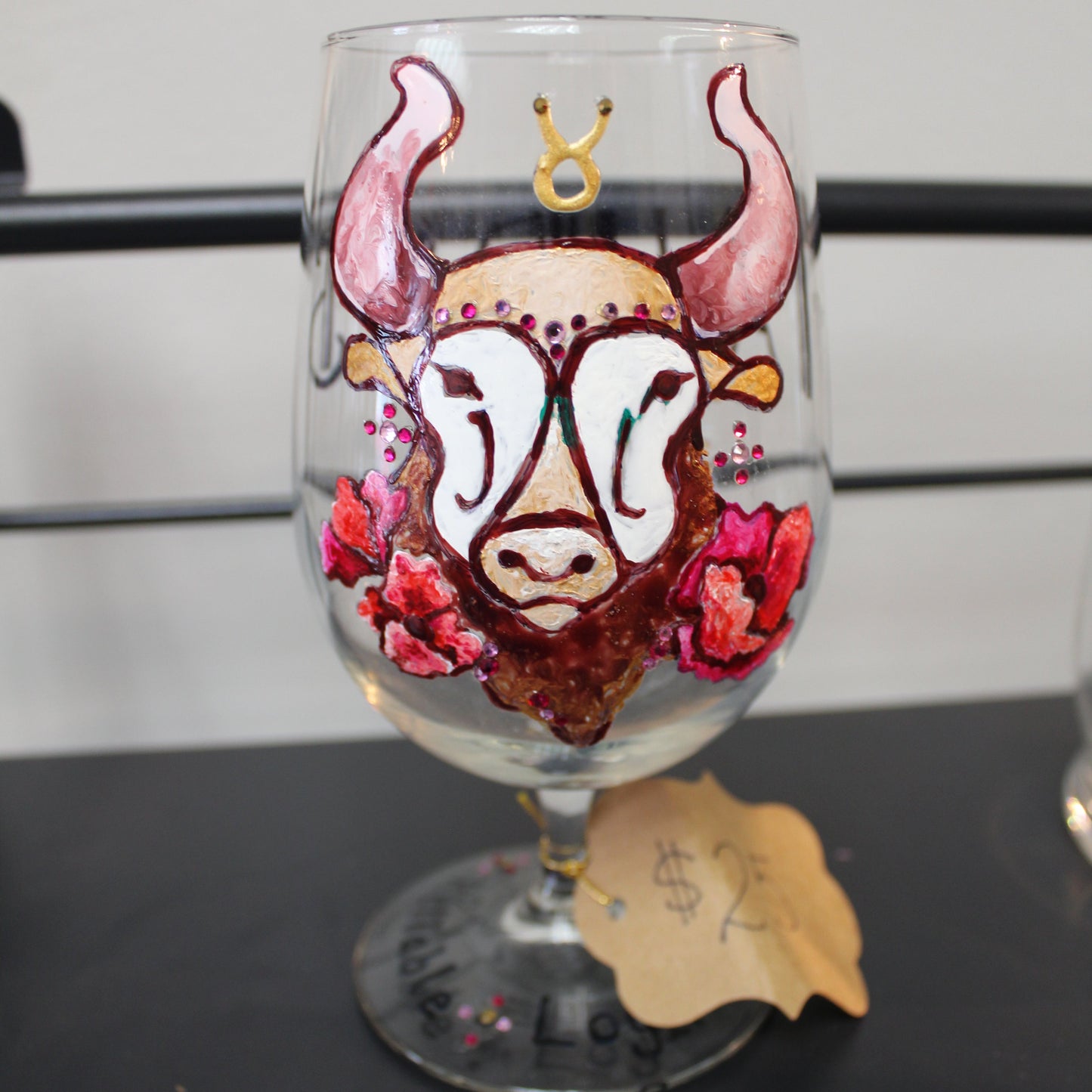 Hand Painted Zodiac Wine Glass